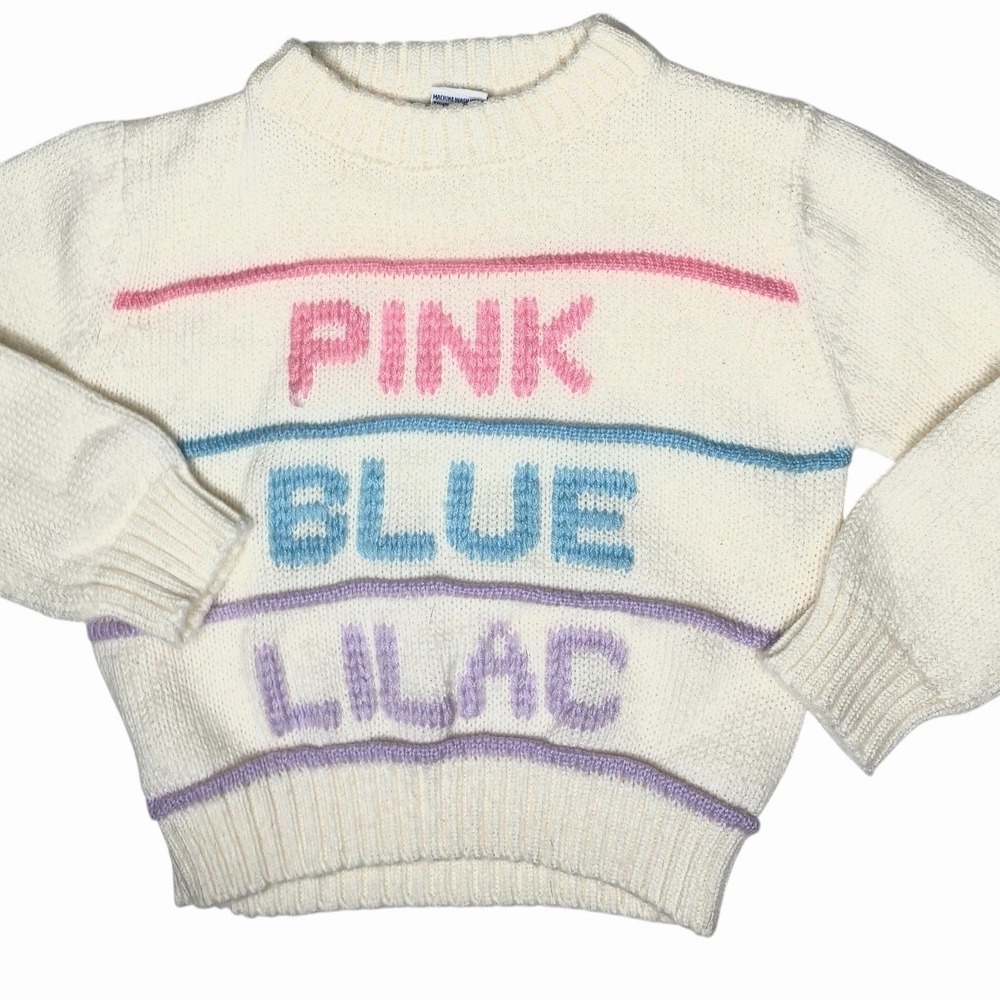 VTG 90s Preppy Pastel Pink Girls Kids Sweater Toddler Kid Sz 3 Acrylic